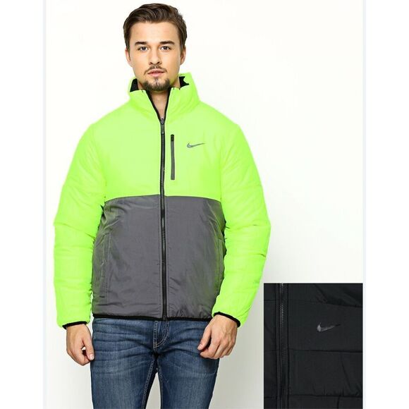 Nike Alliance Padded Flip It Reversible Jacket, Men’s M, Black / Neon Gray - Picture 1 of 11